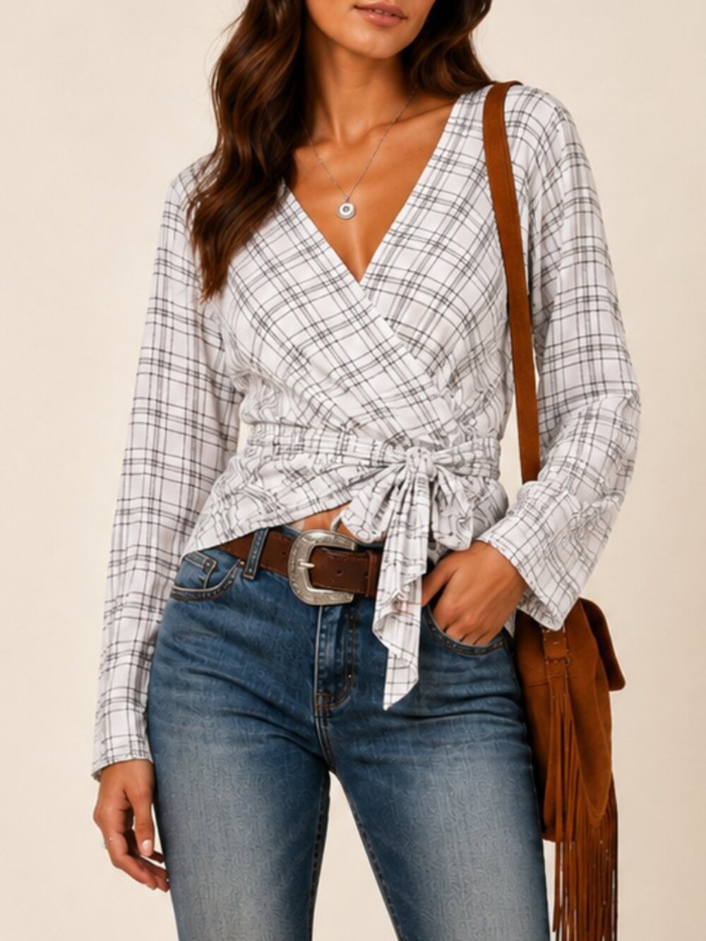 Sundance black and white wrap top Women’s size‎ small